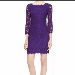 NWOT DVF Zaria Lace Dress Purple Women Size 0